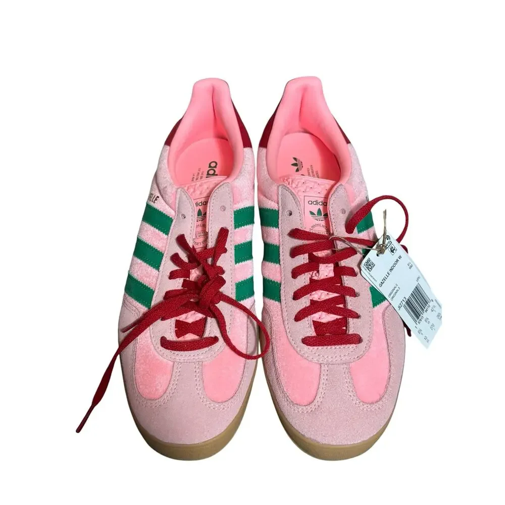 Adidas Gazelle Indoor Velvet Glow Pink Green Gum Sneakers Women’s Size 10 NWT - Picture 2 of 8